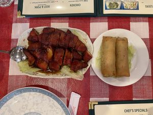 Appetizers: roasted duck and spring rolls  #Veganuary at Yuan Fu in Rockville
