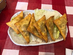 Vegan stuffed curry dumplings  at Yuan Fu in Rockville