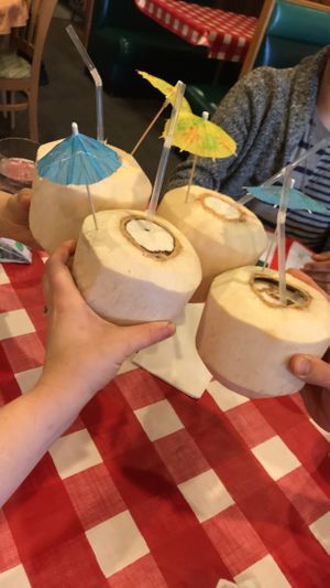 When you order a coconut water, they bring you a coconut!  at Yuan Fu in Rockville