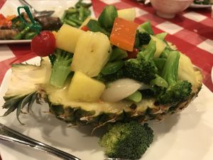 Pineapple stir fry, no oil! Amazing  at Yuan Fu in Rockville