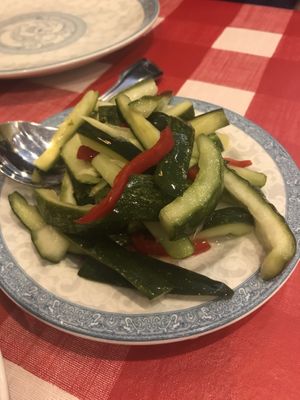 Cucumber salad with ginger at Yuan Fu in Rockville