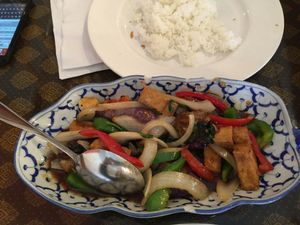 Spicy Eggplant with Tofu at The Basil in Carson City
