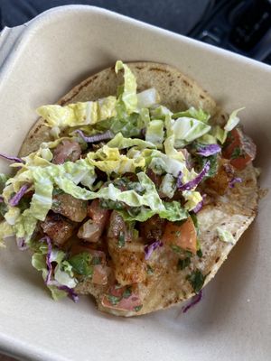 Vegan shrimp taco  at Earthtone Natural Kitchen & Market in Glendora