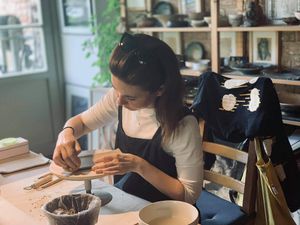 Doing pottery  at Gosha Nagashima Studiogosha of Fine Art in Beelitz-heilstaetten