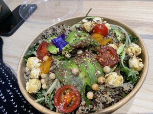 Kale, quinoa, avocado salad bowl (HKD125) at Vego Coffee 齋啡 in Kowloon