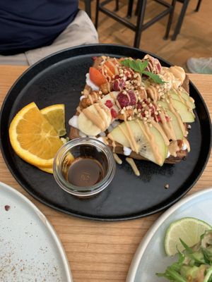 Sweet gluten-free waffle   at Beans & Nuts in Bern