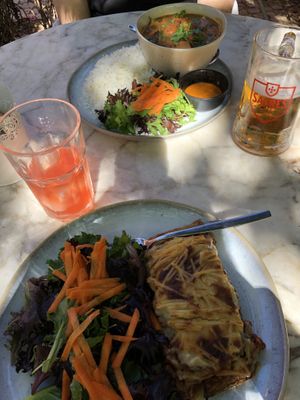 Curry and Moussaka  at Nazari in Budens