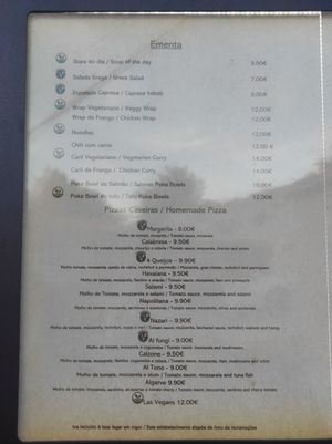 Menu at Nazari in Budens