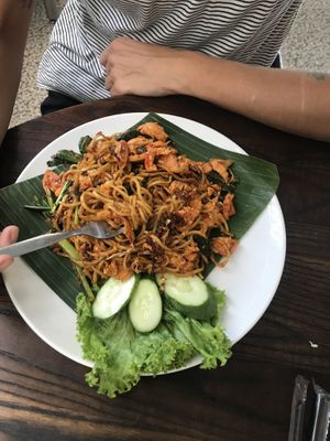Bakmie goreng spicy chicken (ask for no egg)  at Media Veggie Pluit in Jakarta