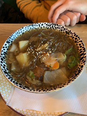 Huitsai: Mongolian glass noodles stew/soup   at Veganaa in Berlin