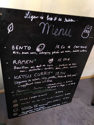 Menu at Mori Cafe in Paris
