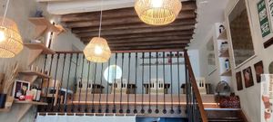 Upstairs wihout shoes like a traditional japanese restaurant at Mori Cafe in Paris