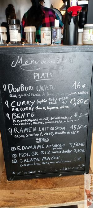Menu at Mori Cafe in Paris