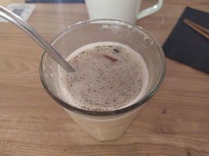 Iced coffee latte! at Mori Cafe in Paris