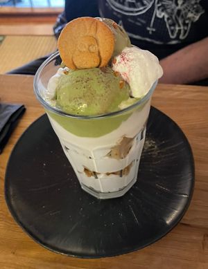 matcha ice cream  at Mori Cafe in Paris