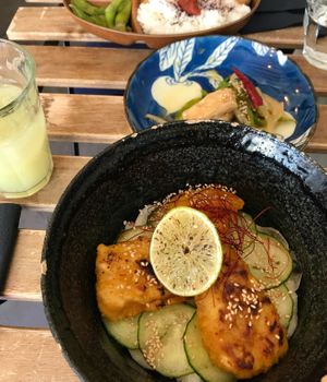 
"Fish" donburi
 at Mori Cafe in Paris