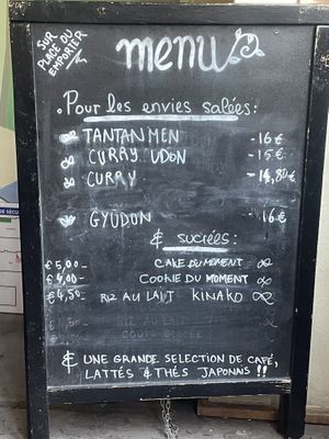 Menu  at Mori Cafe in Paris