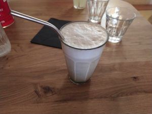 chai latte, different in taste from what you'd expect, but amazing taste nonetheless at Mori Cafe in Paris