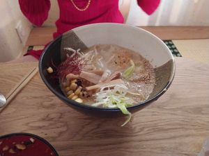 miso ramen, gluten free option, very good at Mori Cafe in Paris