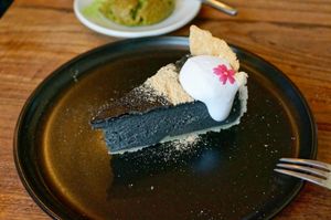 Black sesame flan at Mori Cafe in Paris