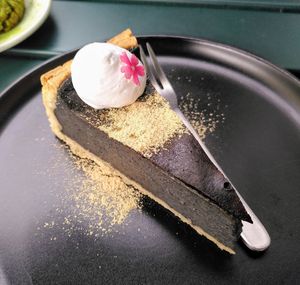 Black sesame flan at Mori Cafe in Paris