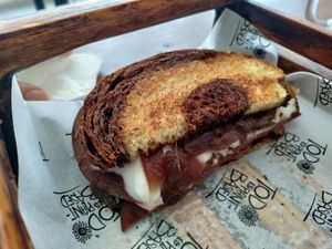 Reuben on cacao bread at Planticeria in Panama City