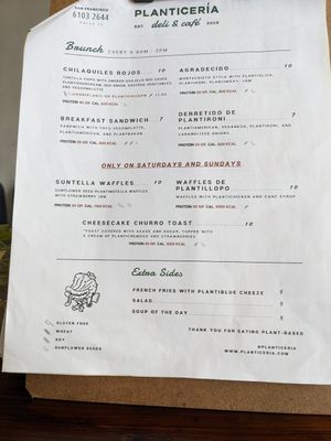 Menu at Planticeria in Panama City