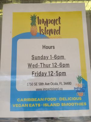Hours open at Impact Island Cafe in Ocala