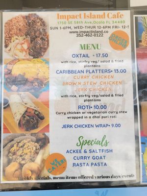 Other menu at Impact Island Cafe in Ocala