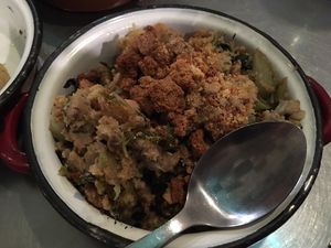 Migas com couve e feijão  at Damas in Lisbon