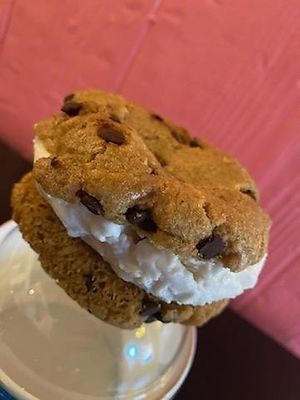 vegan chocolate chip sandwich  at Sunset Scoops in Geneseo