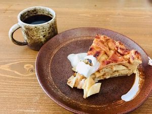 Homemade apple pie with fresh cream at Good Good in Hong Kong Island