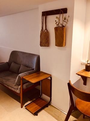 A soda and coffee and book trolley. at Good Good in Hong Kong Island