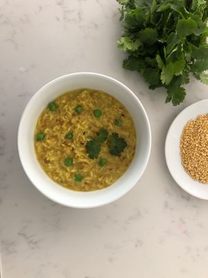 Kichdi - A cooling ayurvedic food made with basmati rice and mung dal at Roti Fresh Indian Grill in Upland