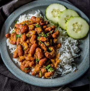 Rajma - Kidney beans simmered in a tomato and onion based gravy and finished with fresh cilantro at Roti Fresh Indian Grill in Upland