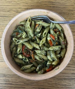 Vegan ready-made pesto pasta! at REWE in Echternach