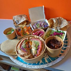 All sorts of stuff you can get from the New Wave Tacos Pop-Up at Original Green in Paris