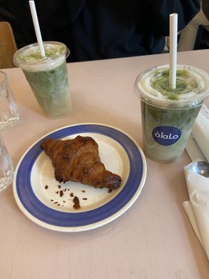 Iced matcha and amazing croissant  at À la Lo in Stockholm
