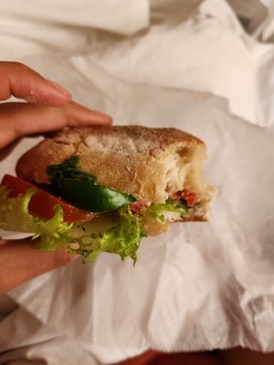 Baguette, not pictured: the delicious carrot cake with frosting at À la Lo in Stockholm