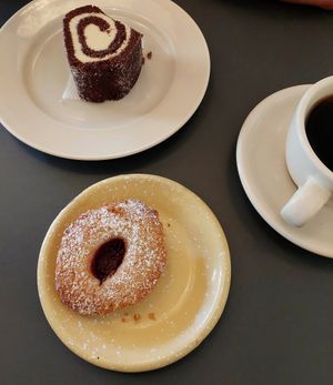 Swiss roll and a sablé with raspberry. at À la Lo in Stockholm
