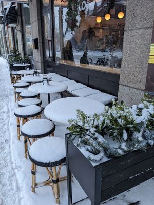 Outdoor seating 😂 at À la Lo in Stockholm