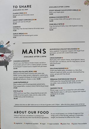 Menu Dec 2020 at Southern Cross Garden Bar Restaurant in Wellington