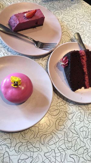 all vegan cakes! so yum at Southern Cross Garden Bar Restaurant in Wellington