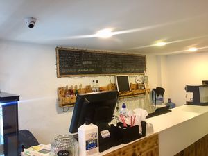 Cash register and counter  at Sendyani Vegan Cafe in Jounieh