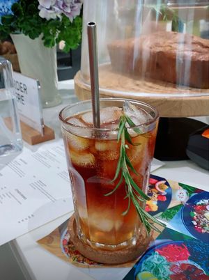 The barista’s signature lychee cold brew (coffee is top notch) at Yellow Lane Cafe in Bangkok