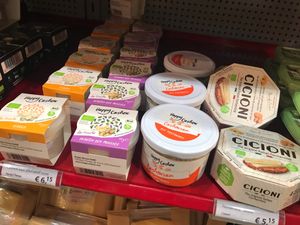 Vegan fermented nut cheese at EkoPlaza in Leiden