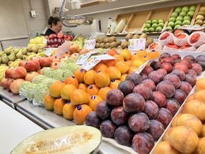 Fruit vendor  at Mercado Central de Valencia in Valencia