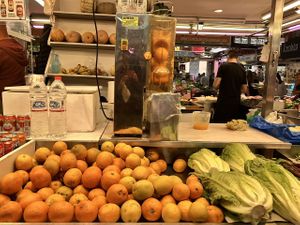 Produce vendor  at Mercado Central de Valencia in Valencia
