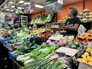 Produce vendor at Mercado Central de Valencia in Valencia