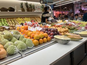 Fruit vendor  at Mercado Central de Valencia in Valencia